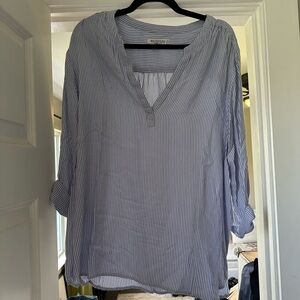 Workshop Women's Striped Blue Top- 1x